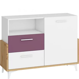 Komoda 125W HEY-09 Hey MebloCross Dąb Artisan / Biały Mat / Zielony - Komody - miniaturka - grafika 1