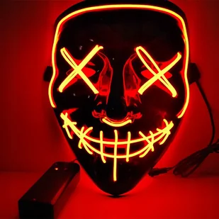 Maska LED haloween świecąca przebranie impreza czerwona - Halloween - miniaturka - grafika 1