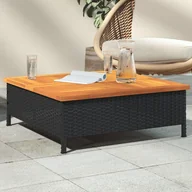 Stoły ogrodowe - Stolik ogrodowy, czarny, 70x70x25 cm, rattan i drewno akacjowe Lumarko! - miniaturka - grafika 1