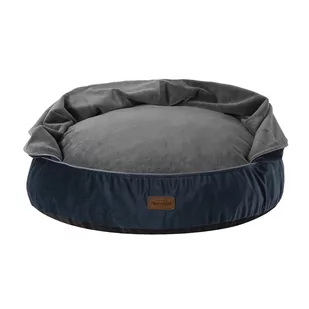 RECOBED pufa z kocykiem Welurowe szary/granat L Ø85cm - Pozostałe akcesoria dla psów - miniaturka - grafika 2