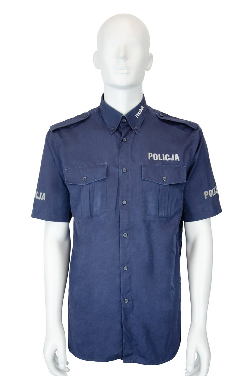 Koszula służbowa granatowa z krótkim rękawem Policja XS