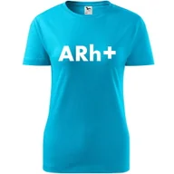 Koszulki i topy damskie - Damska Koszulka z Nadrukiem grupa krwi a rh+ Honorowy Dawca Krwi Prezent turkusowy XS - miniaturka - grafika 1