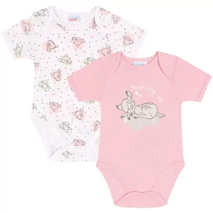 2X Różowo-Białe Body Dziecięce Z Krótkim Rękawem Bambi - Rozmiar - 6M- 67 Cm - Body dla niemowląt - miniaturka - grafika 1