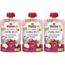 Holle Zestaw Mus Buraczana Zebra Jabłko i banan z burakiem od 6. miesiąca 3 x 100 g - Desery dla dzieci - miniaturka - grafika 1