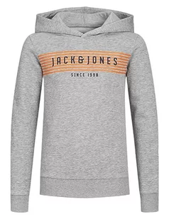 JACK&JONES JUNIOR Chłopięca bluza z kapturem Jcoplanet Sweat Hood FST Jnr, jasnoszary melanżowy, 176 - Bluzy dla chłopców - miniaturka - grafika 1