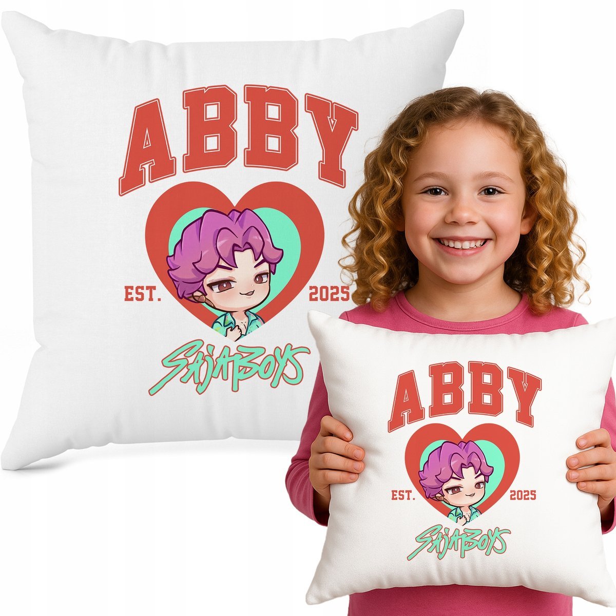 Poduszka Biała Ozdobna ABBY SAJABOYS Bajka Hit 40cmX40cm K-pop Muzyka Wzory