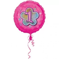 Balony i akcesoria - Balon foliowy, 1 urodziny, różowy, 43 cm - miniaturka - grafika 1