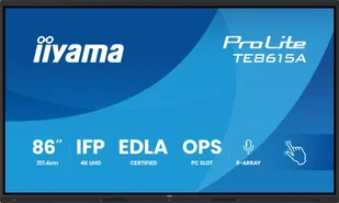 iiyama TE8615A-B1AG signage display Płaski panel Digital Signage 2,18 m (86") Wi-Fi 550 cd/m² 4K Ultra HD Czarny  - Monitory reklamowe i wyświetlacze - miniaturka - grafika 1