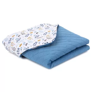 MAMO-TATO Kocyk dla dzieci i niemowląt 75x100 Velvet pikowany dwustronny - Miłorząb niebieski / jeans - ocieplony - Koce i narzuty dla dzieci - miniaturka - grafika 1
