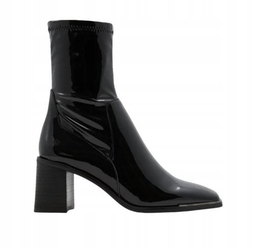 ALDO LAKIEROWANE CZARNE BOTKI NA SŁUPKU ELEGANCKIE 39 3DA