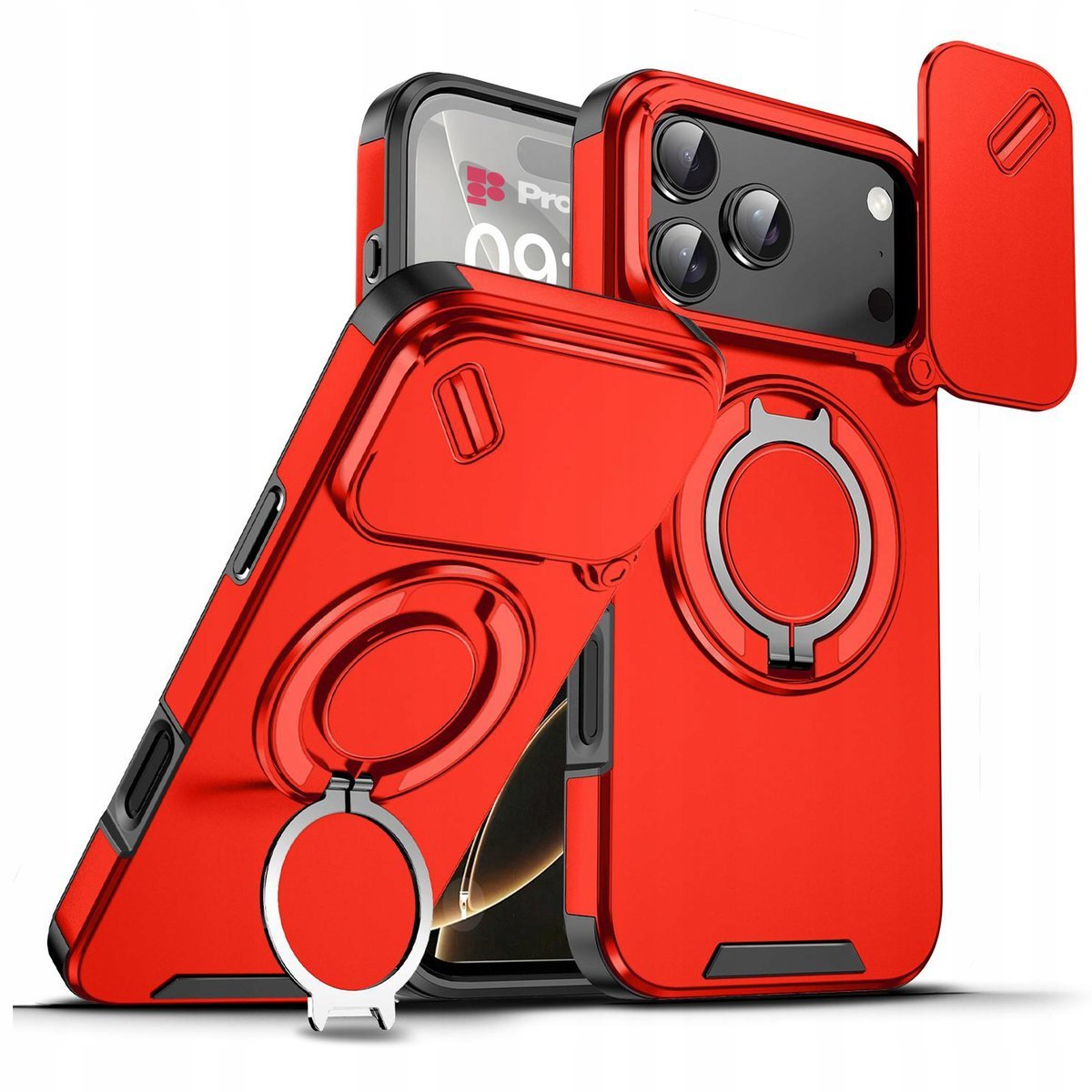 Etui Case do iPhone 17 Pro Pancerne Czerwone Osłona Aparatu do MagSafe