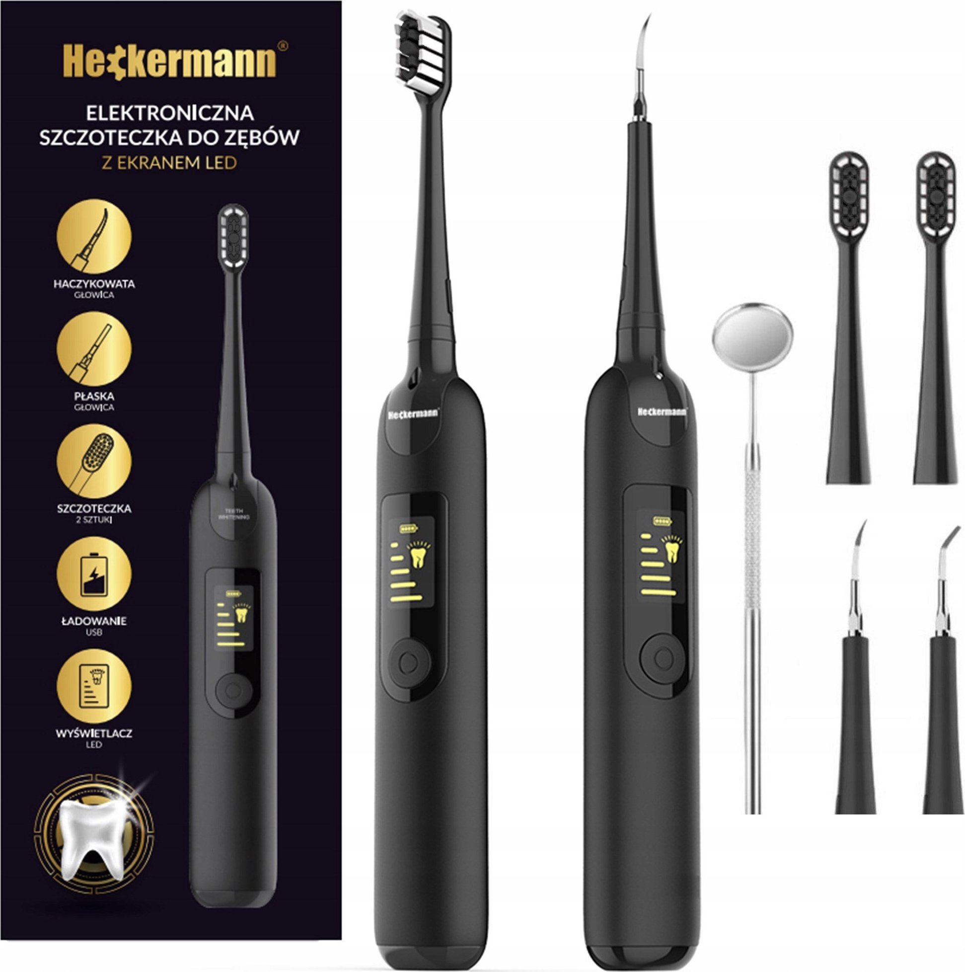 Szczoteczka Heckermann + scaler XPRE128 Czarna