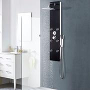 Panele prysznicowe - VidaXL Panel prysznicowy, szkło, 25 x 44,6 x 130 cm, czarny - miniaturka - grafika 1