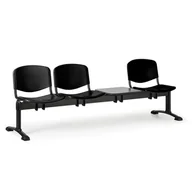 Inne meble biurowe - Euroseat Plastikowa ławka ISO, 3-siedziska + stolik, czarne nogi 300232 - miniaturka - grafika 1