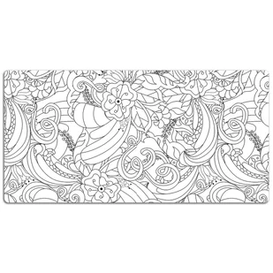 Mata na biurko Kwiaty Doodle 120x60 cm - Podkładki na biurko - miniaturka - grafika 1