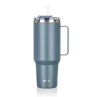Kubki termiczne - STALOWY KUBEK TERMICZNY TERMOS 1200ml Z RĄCZKĄ I SŁOMKĄ BANQUET TWAIN SZARY - miniaturka - grafika 1