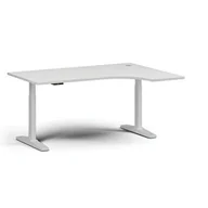 Stoły i stoliki do biura - Stół z regulacją wysokości, elektryczny, 675-1325 mm, narożnik prawy, blat 1600x1200 mm, podstawa biała, biała - miniaturka - grafika 1