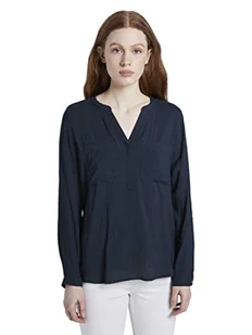 TOM TAILOR Denim Damski Bluzka tunika z dwiema kieszeniami na piersi 1016486, 10360 - Real Navy Blue, S - Bluzki damskie - miniaturka - grafika 1