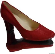 Czółenka - SKÓRZANE czółenko TĘGOŚĆ H czerwony obcas 38 - miniaturka - grafika 1