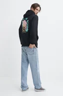 Bluzy męskie - Volcom bluza bawełniana męska kolor czarny z kapturem z nadrukiem - miniaturka - grafika 1