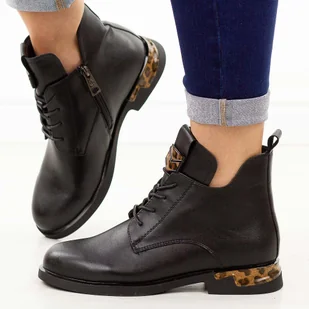 Czarne skórzane botki damskie Vinceza 66814 - Botki damskie - miniaturka - grafika 1