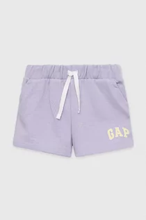 Spodnie i spodenki dla dziewczynek - GAP szorty dziecięce kolor fioletowy z nadrukiem regulowana talia - Gap - grafika 1
