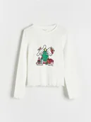 Bluzki dla dziewczynek - Reserved - Świąteczna koszulka Hello Kitty - złamana biel - miniaturka - grafika 1