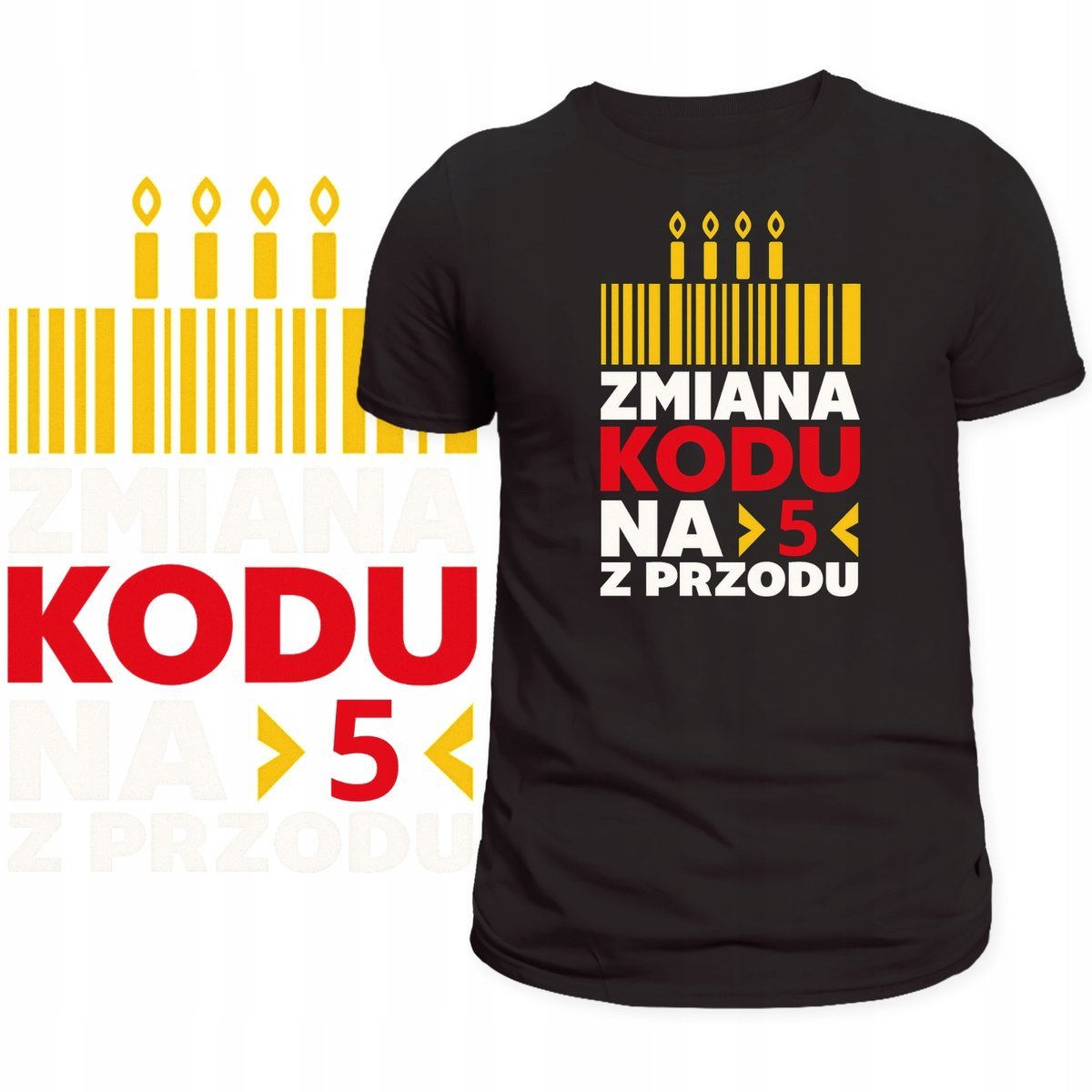 T-Shirt Męski Koszulka Nadruk Zmiana Kodu Na 5 Z Przodu Prezent 50 Lat M