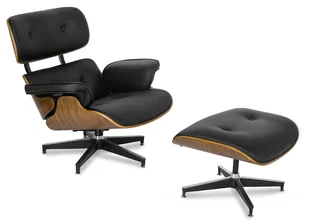 Czarny fotel wypoczynkowy z podnóżkiem N2-C55 - Fotele - miniaturka - grafika 1