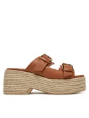 Espadryle damskie - Pollini Espadryle SA28268I0MTD0230 Brązowy - miniaturka - grafika 1