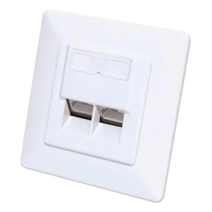 Intellinet Gniazdo sieciowe podtynkowe 2x RJ45 Cat6a 10G, STP, białe - Pozostałe akcesoria sieciowe - miniaturka - grafika 1