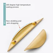 Zawiasy, okucia i inne akcesoria - 2 sztuki gałek i uchwytów meblowych, złoty uchwyt meblowy - uchwyt meblowy ze stopu cynku w kolorze złotym, rozstaw otworów 32 mm - miniaturka - grafika 1