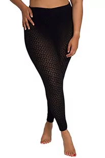 Ulla Popken Odzież damska Plus Size Curvy Oversize Geometryczny Wzór Siateczka Rajstopy bez stóp 812577, Czarny, 50-52 - Rajstopy - miniaturka - grafika 1