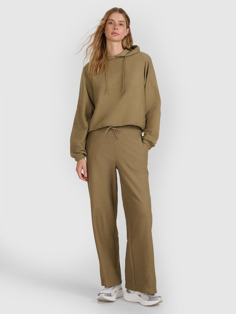 Spodnie dresowe z dzianiny strukturalnej damskie 4F 4FRAW25TTROF1669-83S Brązowy L