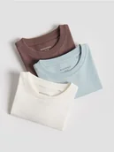 Bluzy i sweterki niemowlęce - Reserved - Bawełniany longsleeve 3 pack - złamana biel - miniaturka - grafika 1