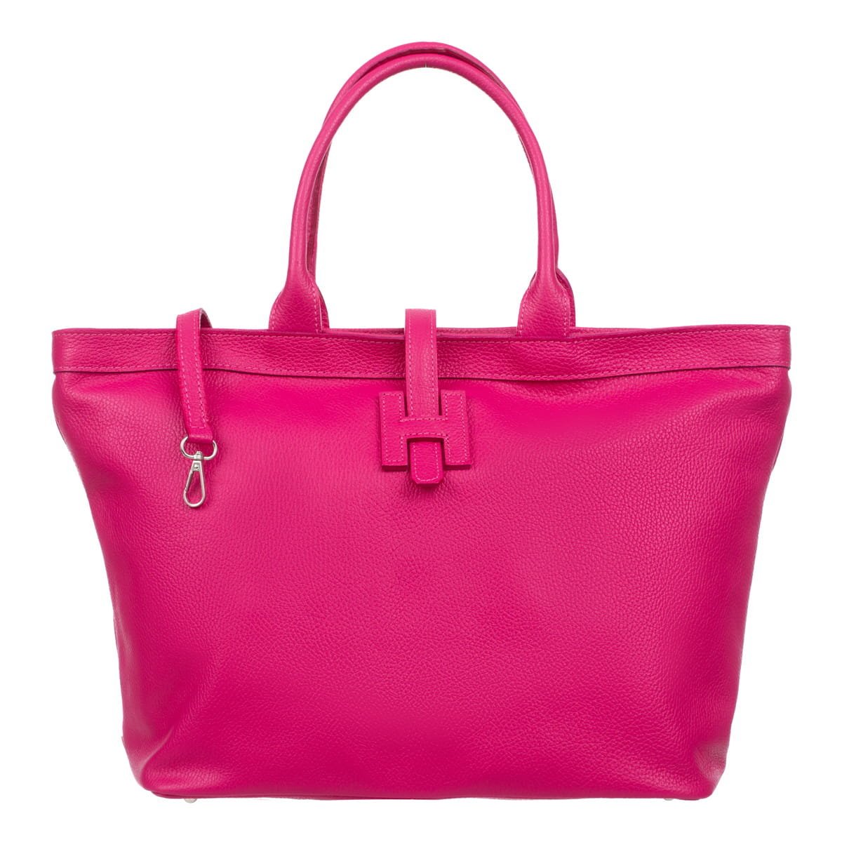 Duża Shopperka Torba Skórzana Vezze Mossa Fuksja