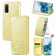 Portfele - Etui na telefon komórkowy Etui z klapką i portfelem Mandala Flowers, Do telefonu komórkowego: Apple iPhone 12 Pro Max, Kolor: Żółty - miniaturka - grafika 1