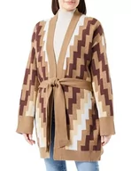 Swetry damskie - aleva Damski otwarty kardigan z dzianiny 15525118-AL04, brązowy, wielokolorowy, XL/XXL, Brązowy, wielokolorowy., XL-XXL - miniaturka - grafika 1