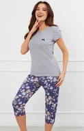Piżamy damskie - Piżama damska z krótkim rękawem i 3/4 spodniami szara Pulia, Kolor szary melanż-wzór, Rozmiar S, Italian Fashion - Primodo.com - miniaturka - grafika 1