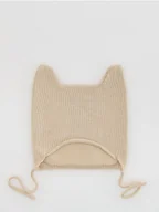 Czapki damskie - Reserved - Wełniana czapka z uszami - beżowy - miniaturka - grafika 1