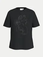 Koszulki i topy damskie - Vila T-Shirt Sybil 14108062 Czarny Regular Fit - miniaturka - grafika 1