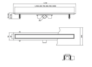 Cersanit Tako odpływ liniowy 80 cm z rusztem czarny mat S907-019 - Odpływy liniowe - miniaturka - grafika 1