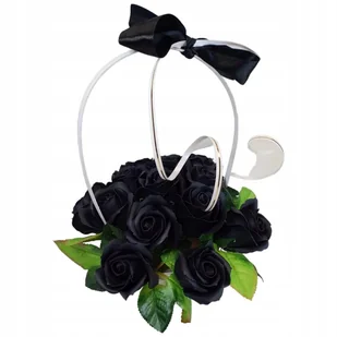 Kosz bukiet z różami mydlanymi w kolorze czarnym niezwykły PREZENT kobiety - Sztuczne kwiaty - miniaturka - grafika 1