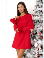 Sukienki - Sukienka trapezowa z ozdobnymi rękawami MANITA - czerwona - miniaturka - grafika 1