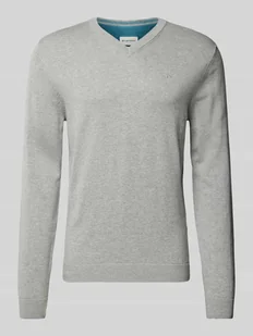 Sweter z dzianiny o kroju regular fit z dekoltem w serek - Swetry męskie - miniaturka - grafika 1