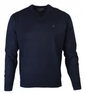 Swetry męskie - SWETER Męski w Serek Elegancki Gładki GRANATOWY M Pako Jeans - miniaturka - grafika 1