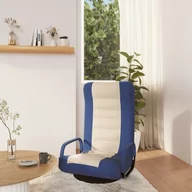 Fotele - vidaXL Obrotowe krzesło podłogowe niebiesko-kremowe obite tkaniną 336560 - miniaturka - grafika 1
