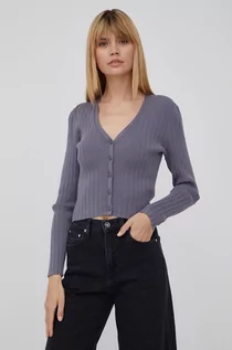 Swetry damskie - Calvin Klein Jeans Jeans kardigan damski kolor szary lekki - grafika 1