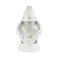 Lampiony i znicze - Znicz szklany Z 02 wianek 21 cm biały - miniaturka - grafika 1