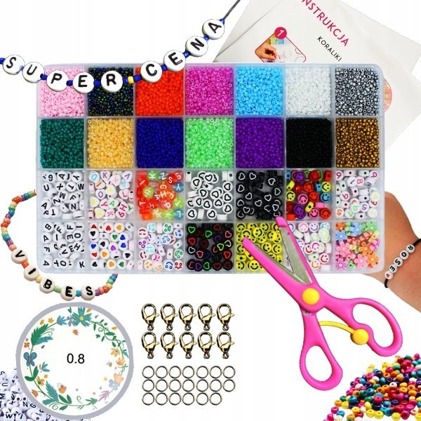 KORALIKI DO ROBIENIA BIŻUTERII BRANSOLETEK NASZYJNIKÓW ZESTAW LITERKI DIY